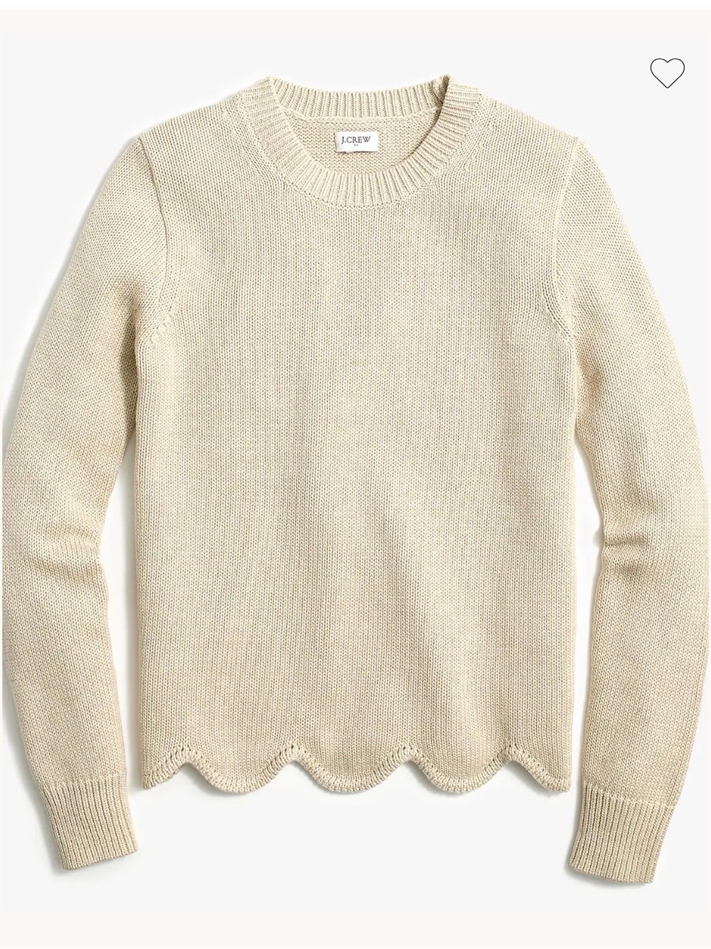 J. Crew Women's Cream Scallop-Hem Crewneck Sweater